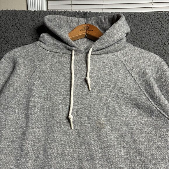 Vintage 70’s Heather Grey Hoodie Raglan Fleece Sweatshirt USA-made Men’s Large - Picture 3 of 14